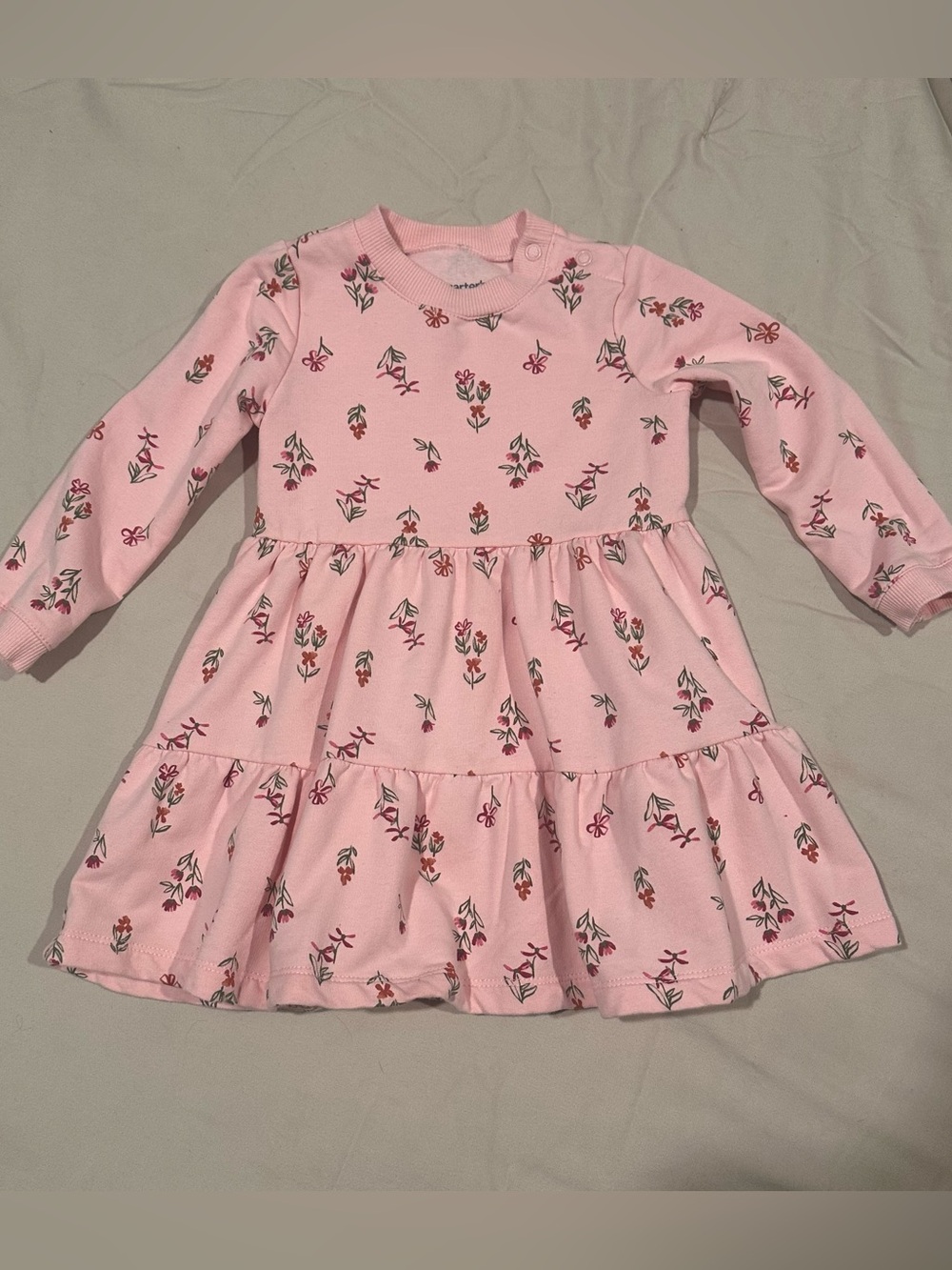 Pink Floral Long-Sleeve Dress for Girls